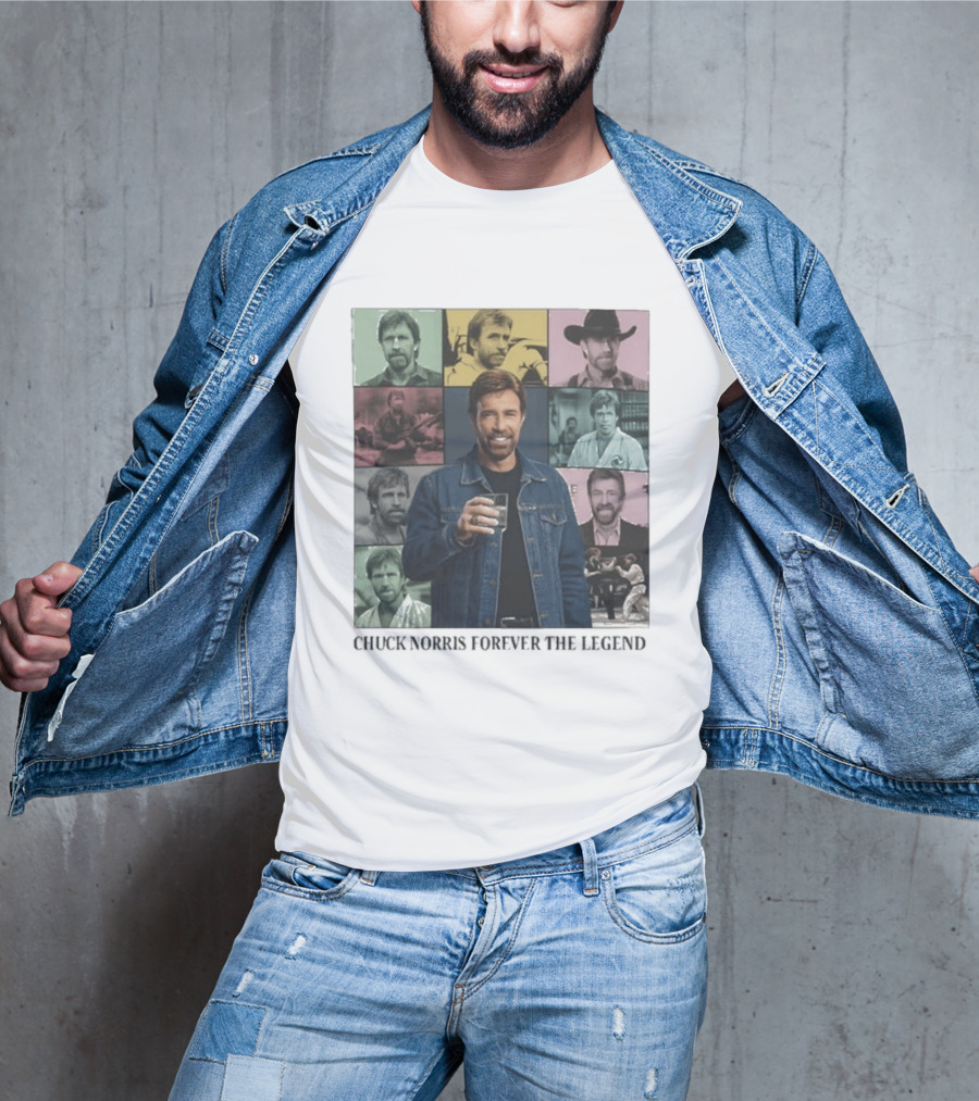 Chuck Norris Forever The Legend Iconic Moments Collage T-Shirt