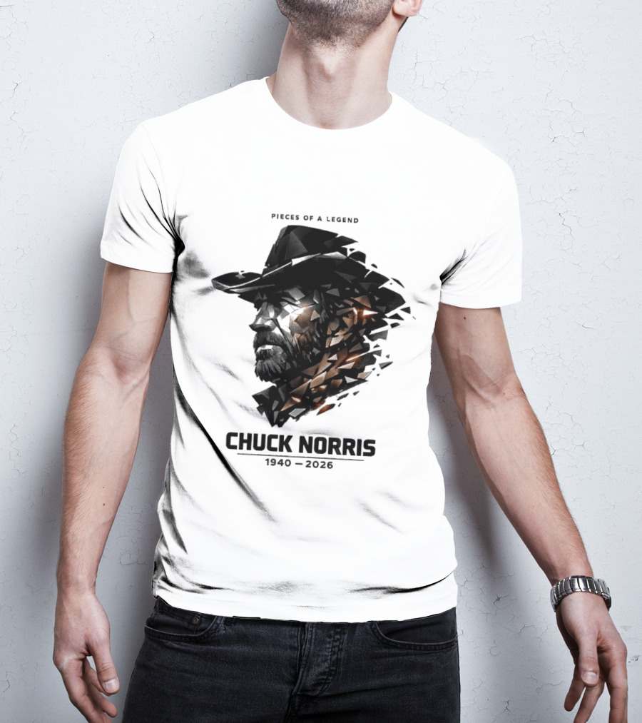 Chuck Norris Pieces Of A Legend 1940 2026 Cowboy Hat Triangular Fragmentation T-Shirt