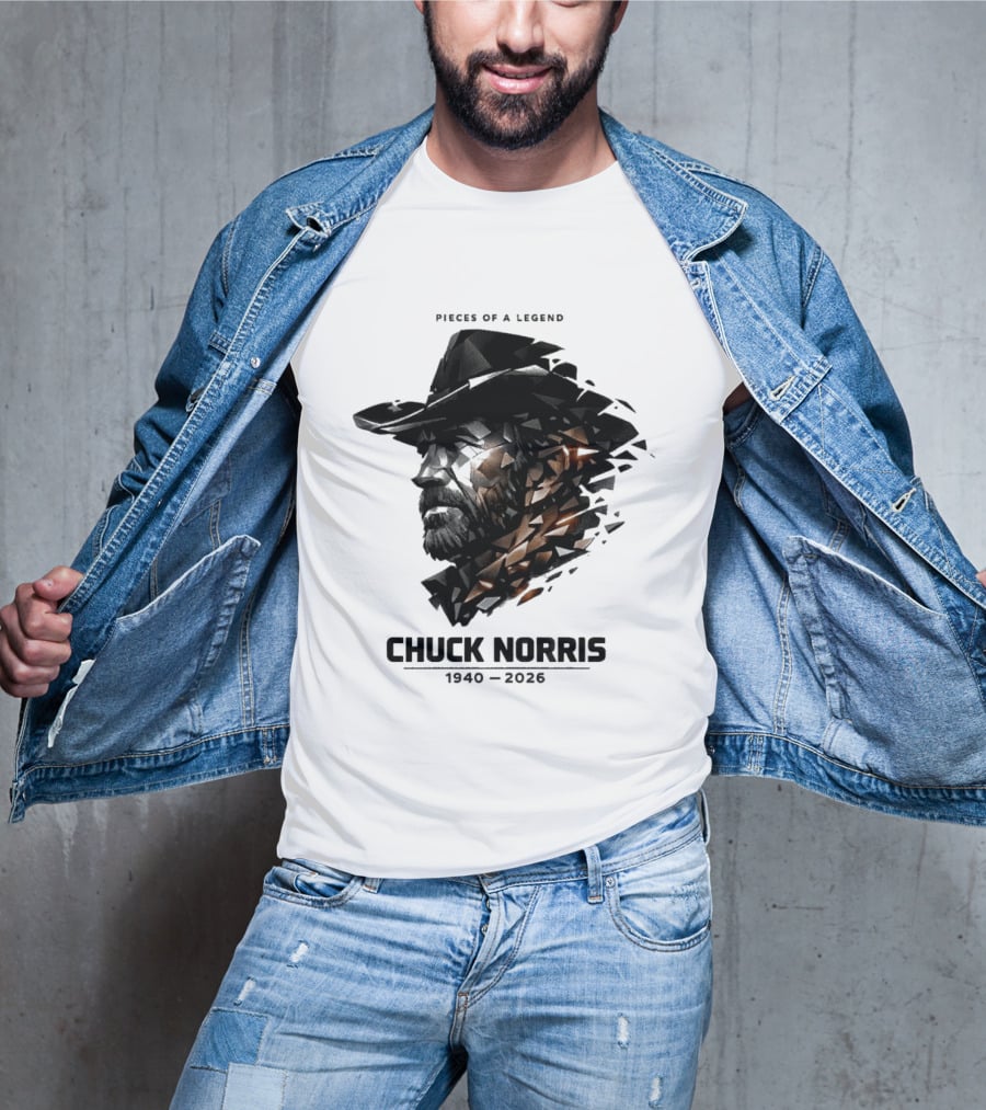 Chuck Norris Pieces Of A Legend 1940 2026 Cowboy Hat Triangular Fragmentation T-Shirt