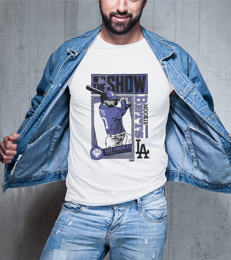 MLB The Show Mookie Betts 50 Los Angeles Dodgers Caricature T-Shirt