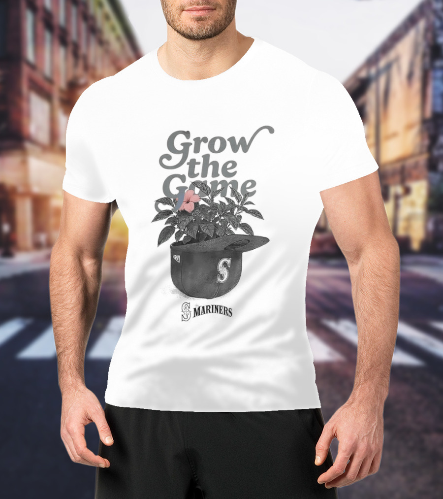 Seattle Mariners Grow The Game Hat With Flower Planting Visual T-Shirt
