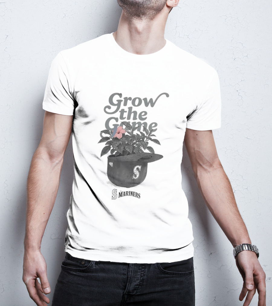Seattle Mariners Grow The Game Hat With Flower Planting Visual T-Shirt