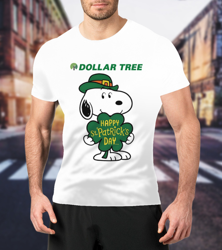 Dollar Tree Snoopy Happy St. Patrick's Day 2026 Clover Hat T-Shirt