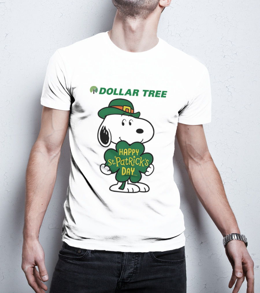 Dollar Tree Snoopy Happy St. Patrick's Day 2026 Clover Hat T-Shirt