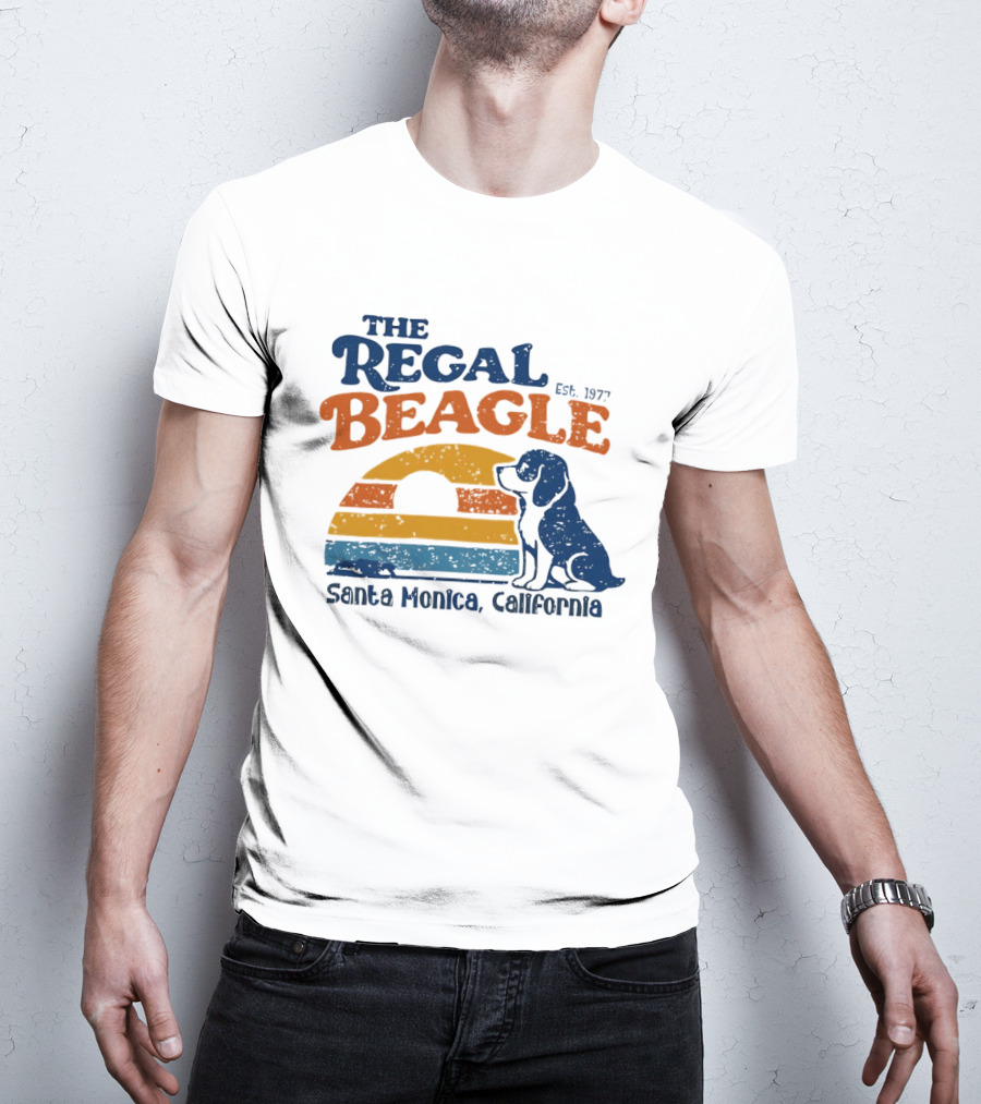 The Regal Beagle Santa Monica California Est 1977 Vintage Sunset Dog T-Shirt