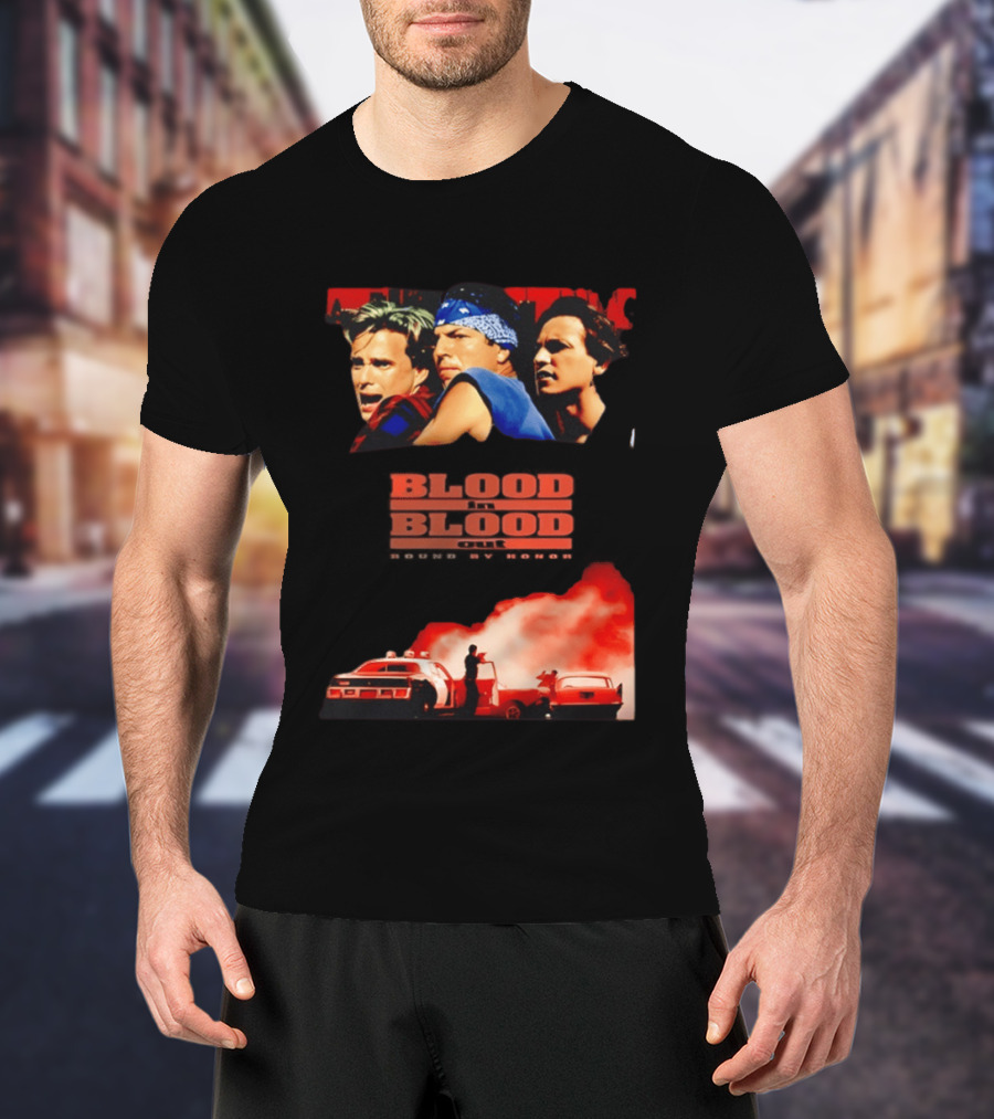 Blood In Blood Out Movie Latino Bound By Honor Dramatic Trio And Intense Action Scene T-Shirt