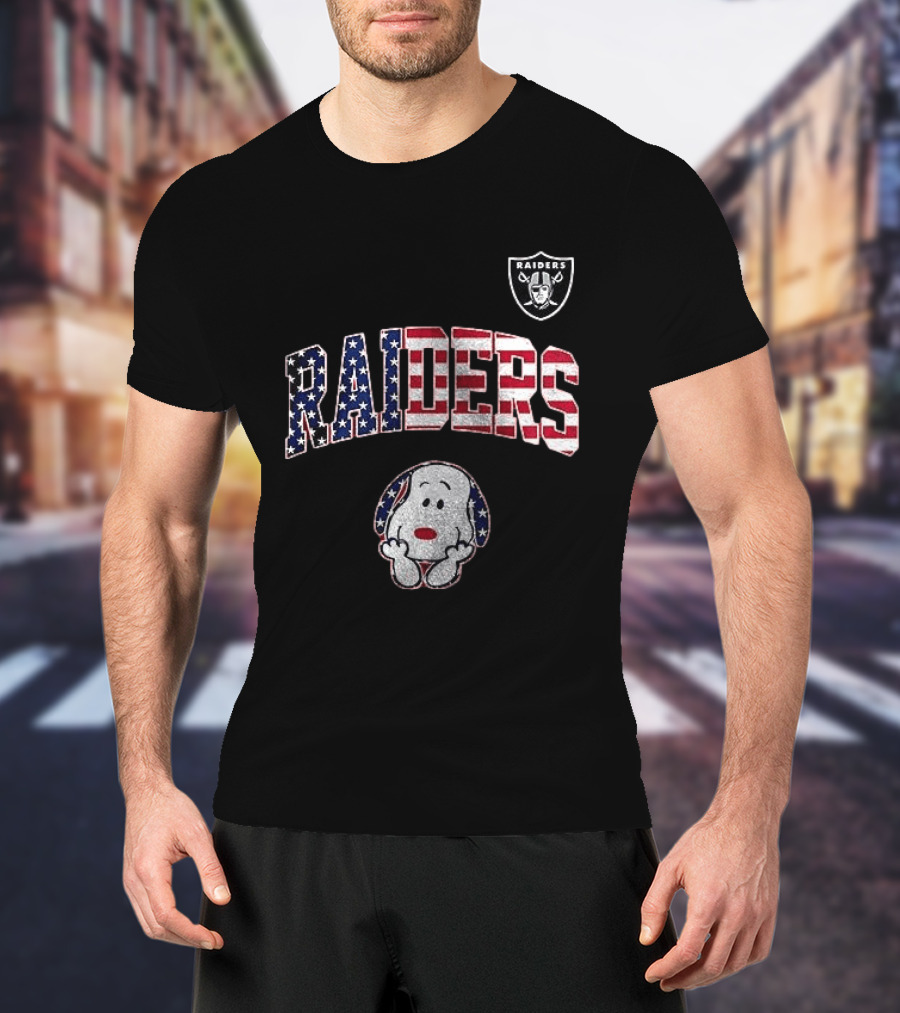 Las Vegas Raiders Peanuts Snoopy USA America 250th Anniversary T-Shirt