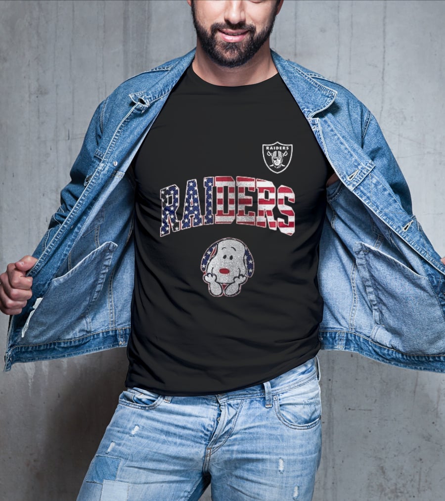 Las Vegas Raiders Peanuts Snoopy USA America 250th Anniversary T-Shirt