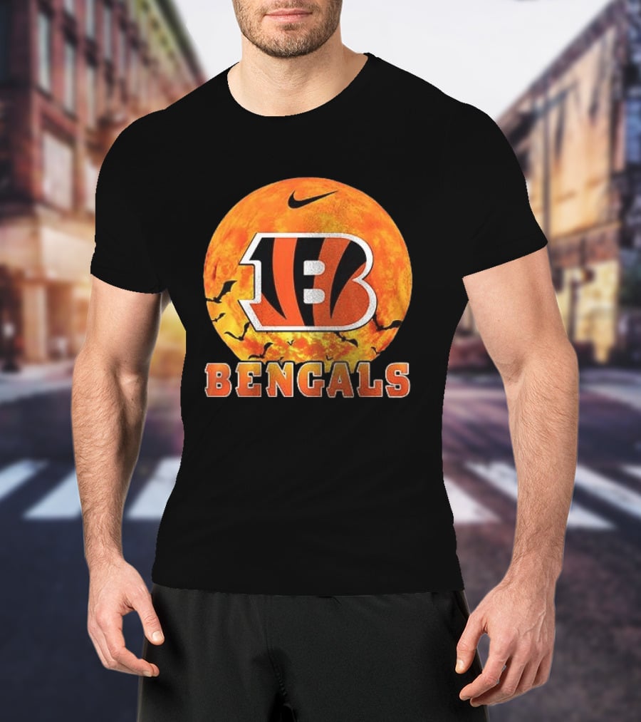 Cincinnati Bengals Halloween Nike Bats Pumpkin T-Shirt