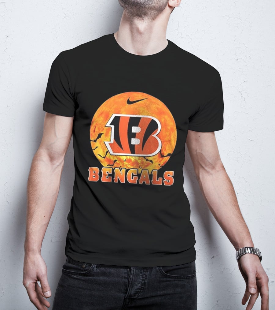 Cincinnati Bengals Halloween Nike Bats Pumpkin T-Shirt