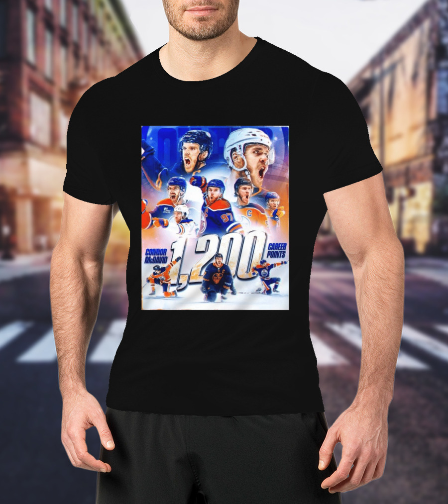 Connor McDavid 1200 Career Points NHL Record T-Shirt