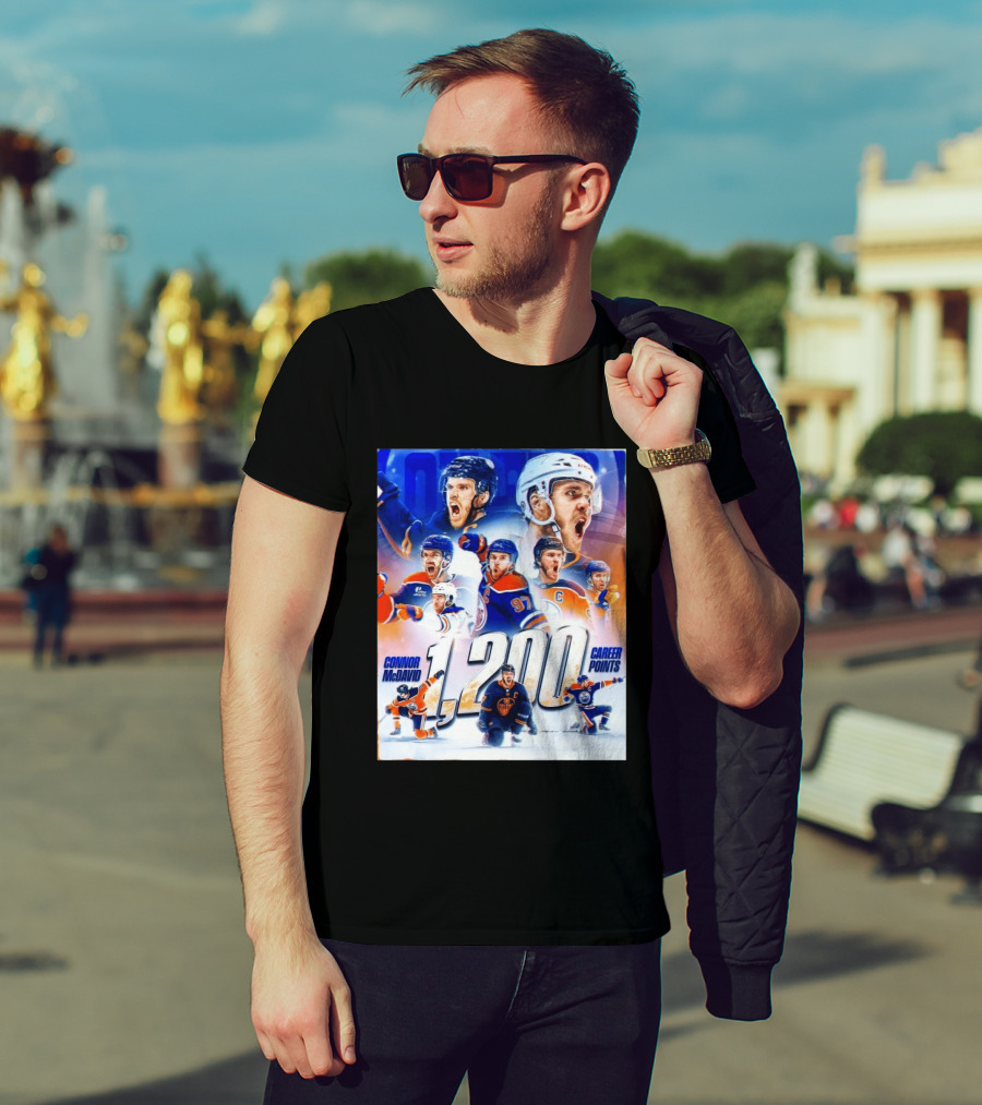 Connor McDavid 1200 Career Points NHL Record T-Shirt