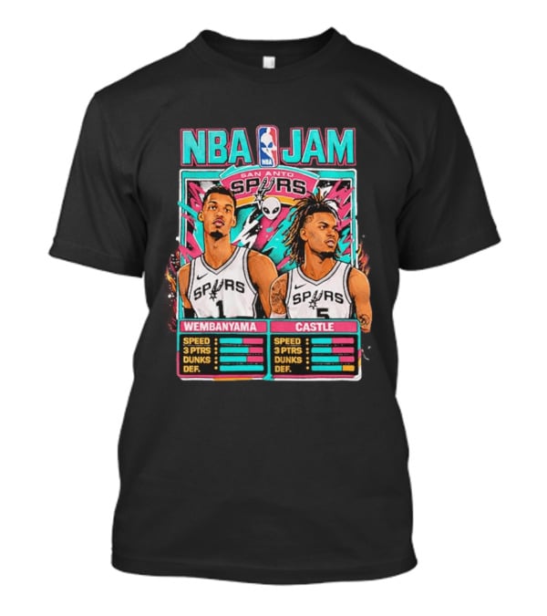 NBA Jam San Antonio Spurs Wembanyama Castle Roster Stats T-Shirt