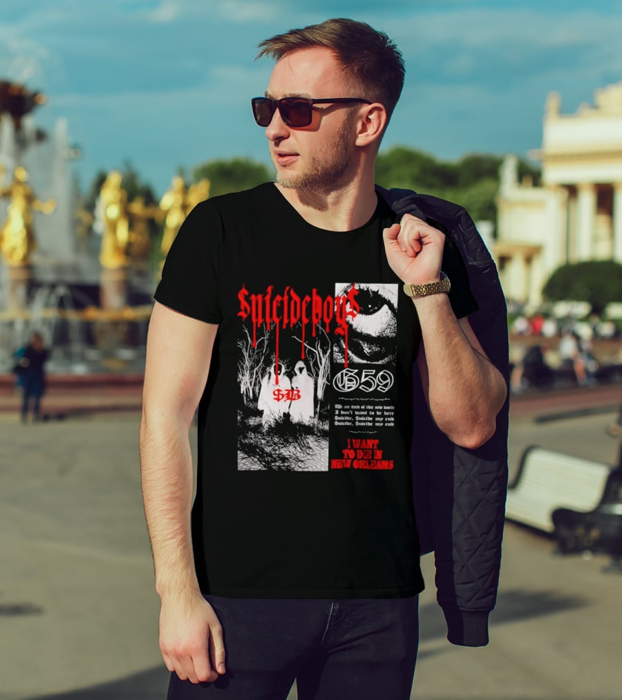 Suicideboys 659 I Want To Die In New Orleans 9AB Text Trees T-Shirt