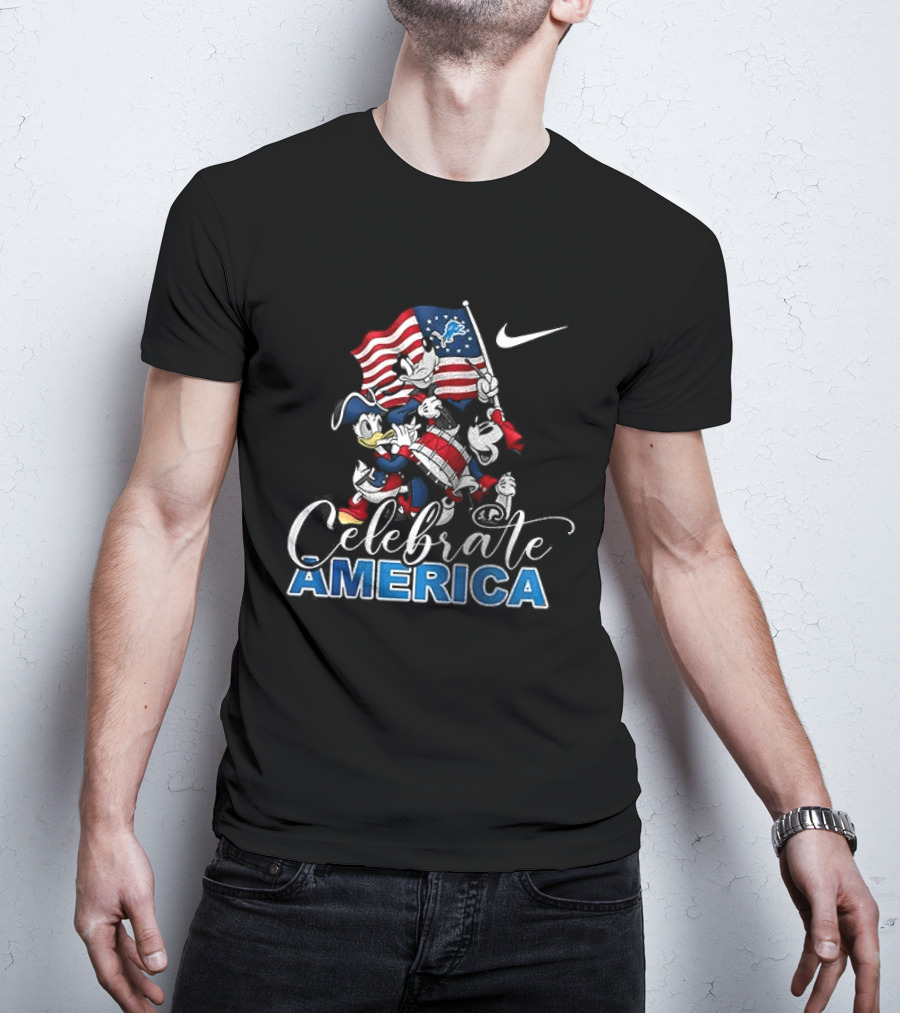 Detroit Lions Mickey Mouse Celebrate America 250th Anniversary Nike T-Shirt