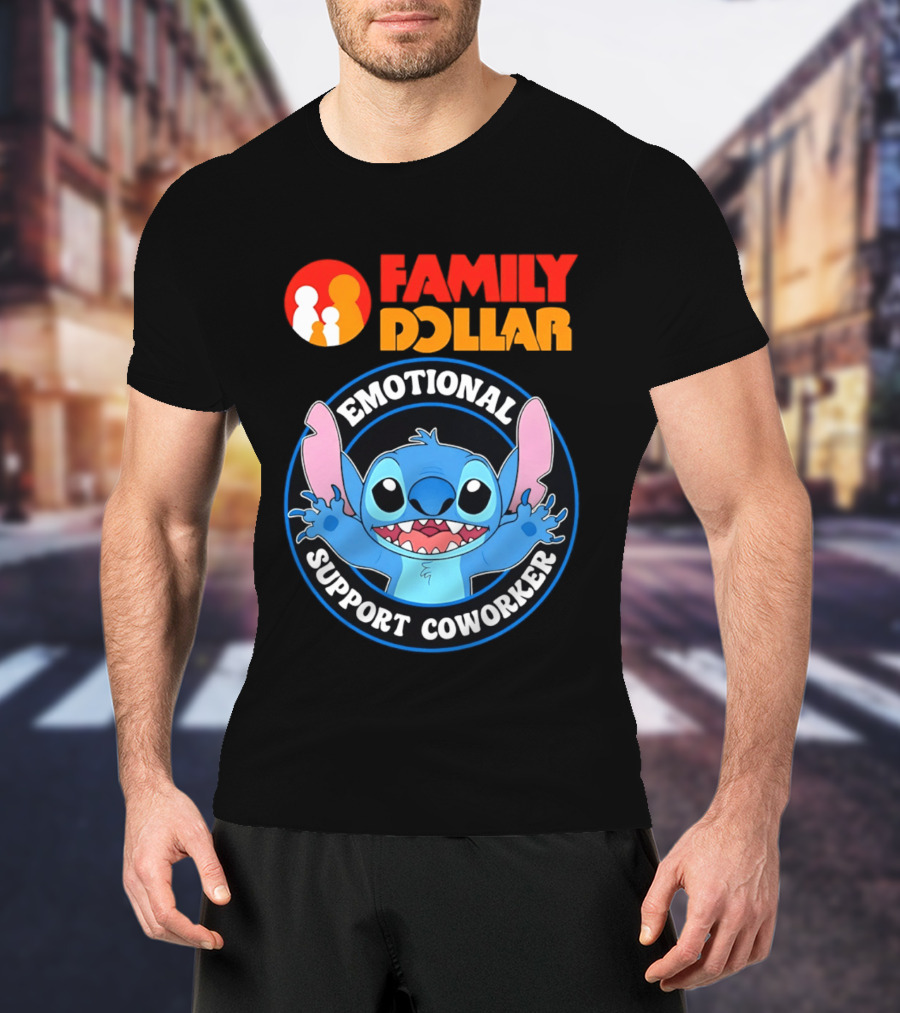 Family Dollar Emotional Support Coworker Stitch T-Shirt