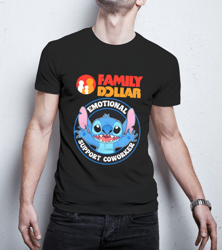 Family Dollar Emotional Support Coworker Stitch T-Shirt