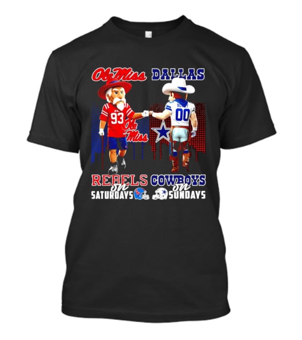 Ole Miss Rebels Saturdays Vs Dallas Cowboys Sundays Unity Skyline T-Shirt