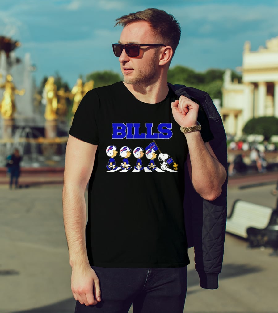 Peanuts Buffalo Bills Football Flag Abbey Road Walking T-Shirt