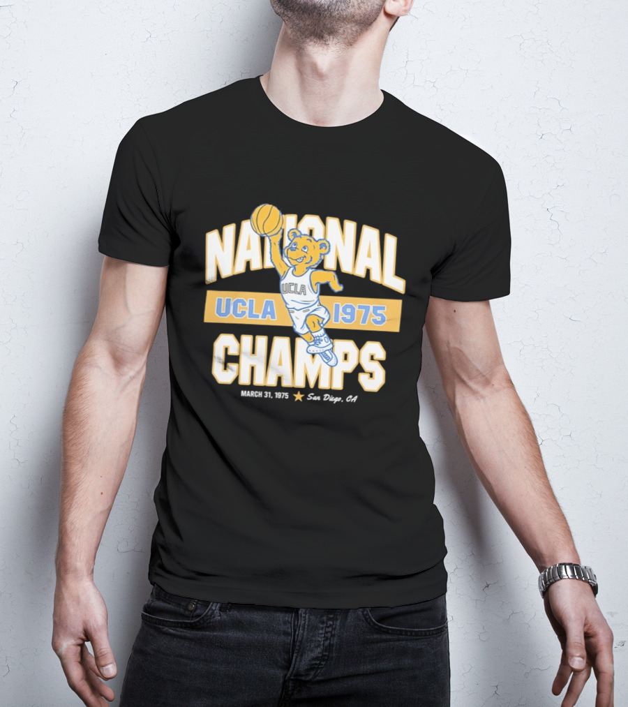UCLA Bruins National Champs 1975 March 31 San Diego Basketball Bear T-Shirt