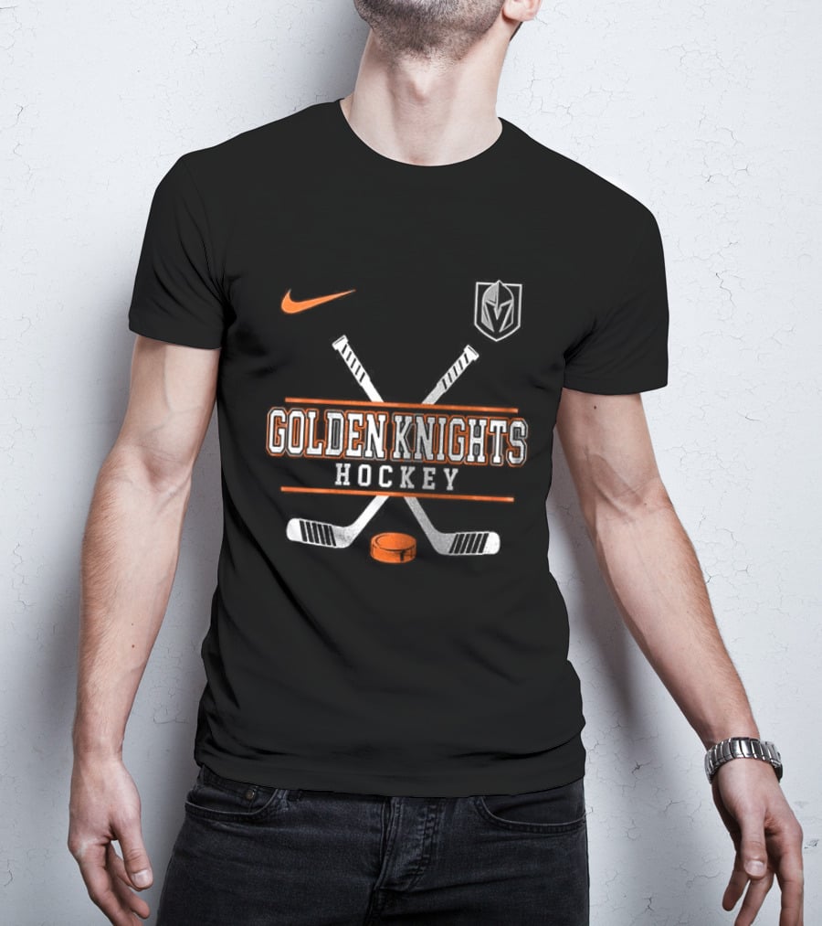 Nike Vegas Golden Knights Hockey Crossed Sticks T-Shirt