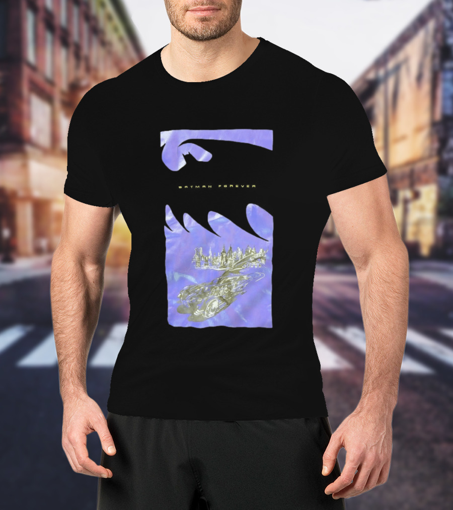 Photos Of A Batman Forever Gotham City Skyline Batmobile T-Shirt