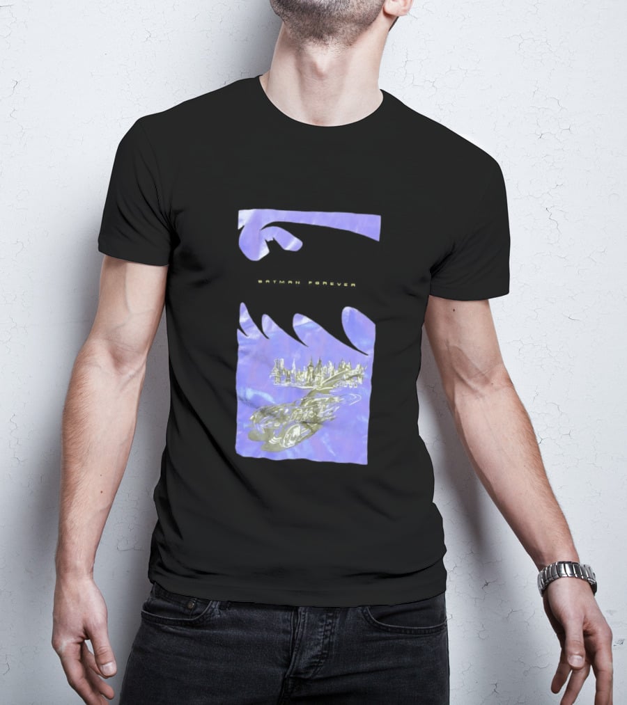 Photos Of A Batman Forever Gotham City Skyline Batmobile T-Shirt