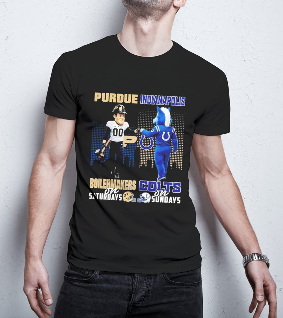 Purdue Boilermakers Saturdays Indianapolis Colts Sundays Skyline T-Shirt