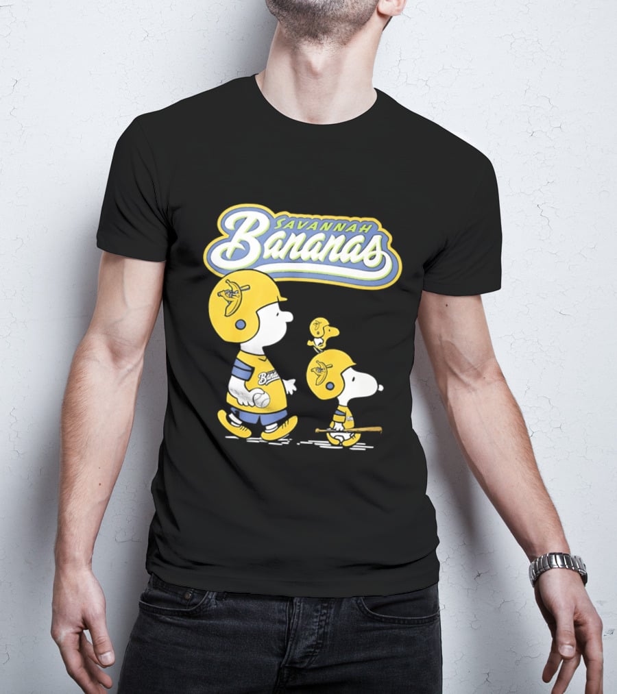 Savannah Bananas Snoopy Peanuts Baseball Player Helmet Bat T-Shirt