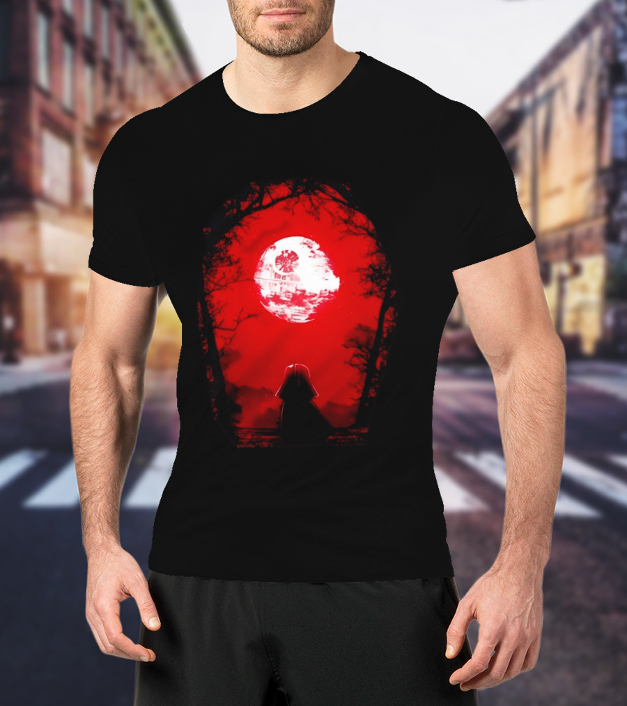 Darth Vader Blood Moon Dark Side Negative Forest Scene T-Shirt