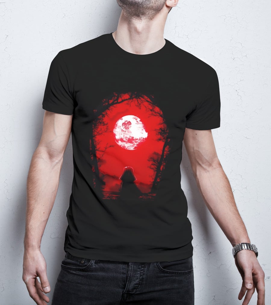 Darth Vader Blood Moon Dark Side Negative Forest Scene T-Shirt