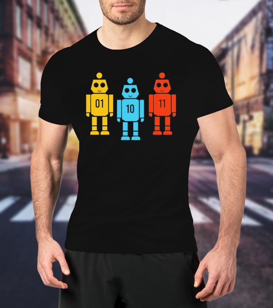 Robot 01 10 11 Trio Colorful Robot T-Shirt