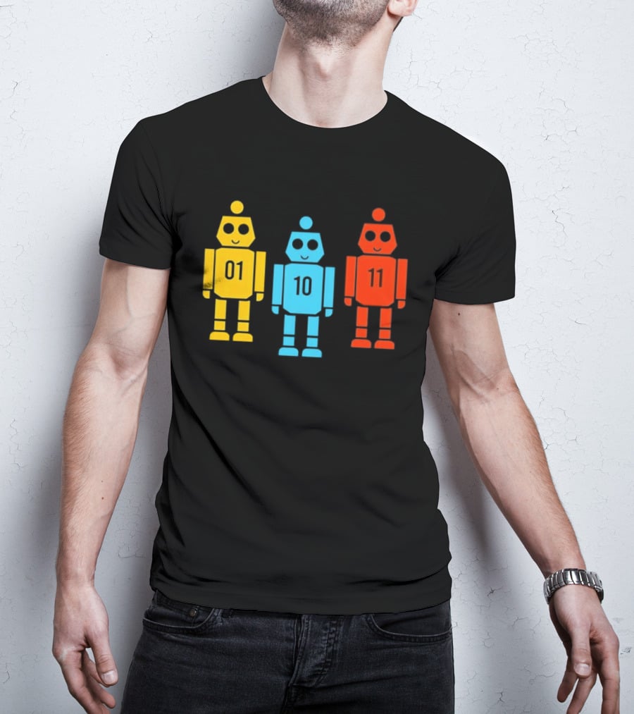 Robot 01 10 11 Trio Colorful Robot T-Shirt