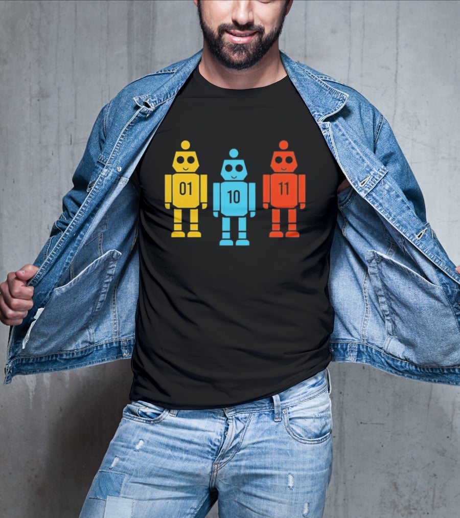 Robot 01 10 11 Trio Colorful Robot T-Shirt