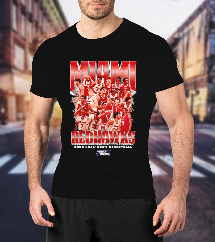 Miami RedHawks Basketball NCAA March Madness 2026 Team Collage T-Shirt
