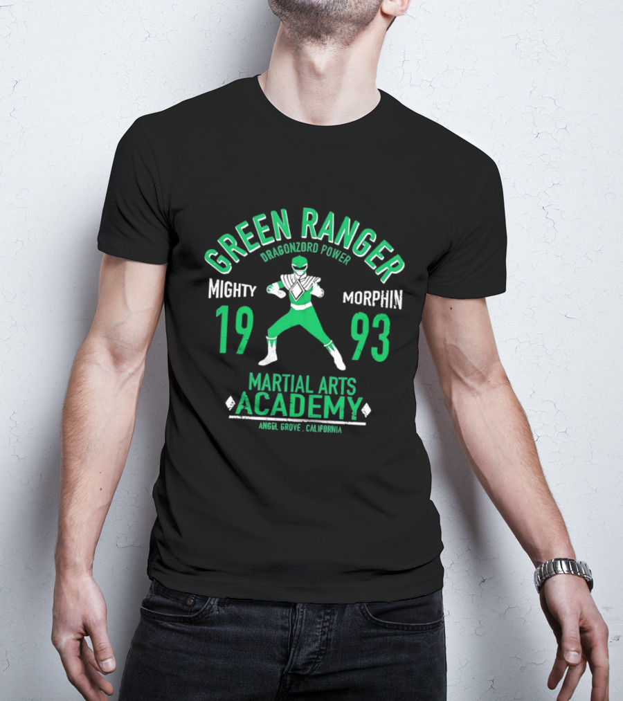 Green Ranger Dragonzord Power Mighty Morphin 1993 Martial Arts Academy Angel Grove California T-Shirt