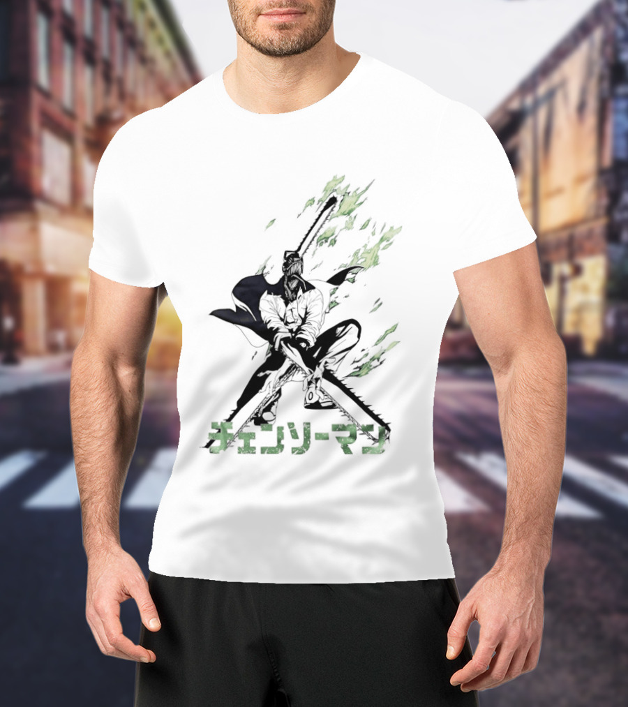 Chainsaw Man Katana Duel Anime Flames Japanese T-Shirt
