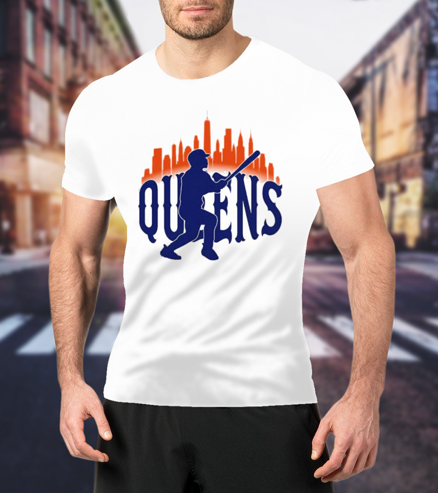 New York Mets Queens Baseball Skyline MLB T-Shirt