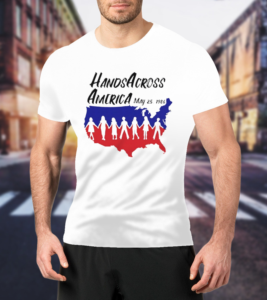 Hands Across America May 25 1986 USA Map T-Shirt