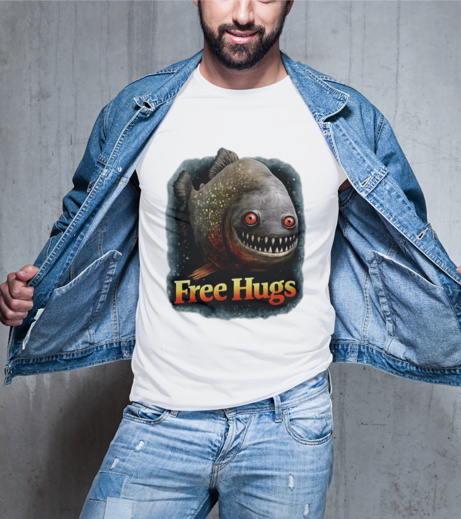 Piranha Free Hugs Creepy Fish Joke T-Shirt