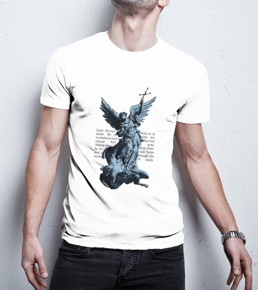 Saint Michael Overcoming Satan With Sword And Wings T-Shirt