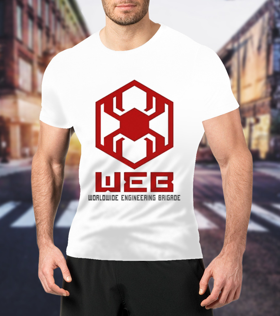 WEB Worldwide Engineering Brigade Red Spider Hexagon T-Shirt