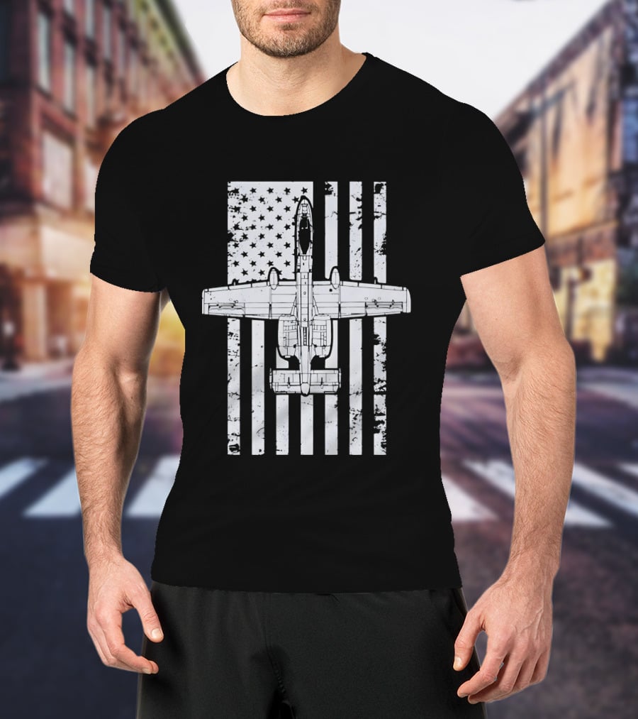 A 10 Warthog American Flag Distressed T-Shirt