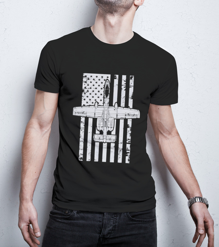 A 10 Warthog American Flag Distressed T-Shirt