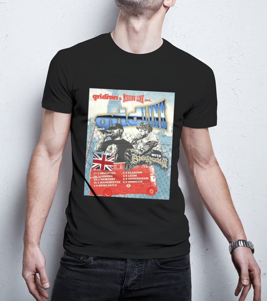 Gridiron X Missing Link UK 2026 Tour With Gridlink Dates And British Flag T-Shirt