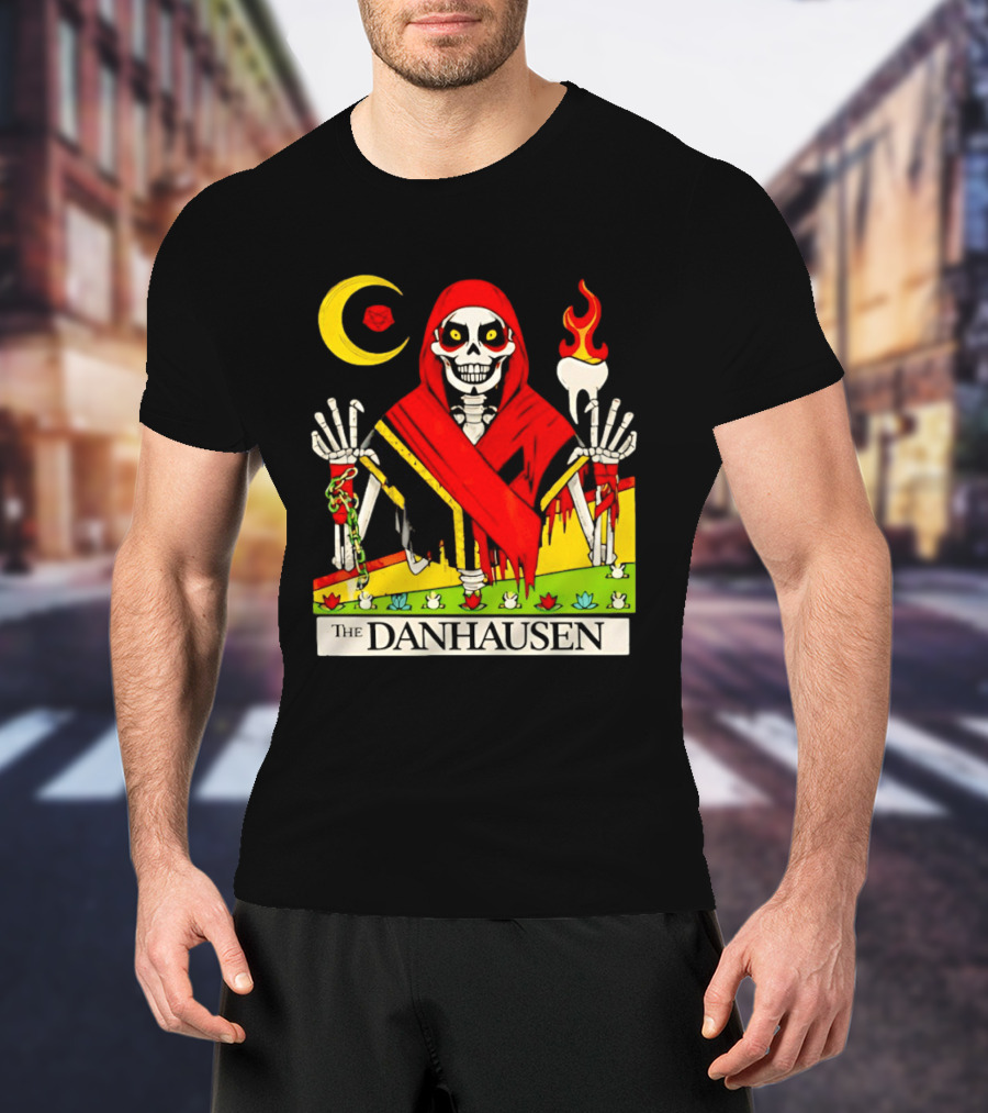 Skeleton In Red Outfit With Cursed WWE Tooth Danhausen T-Shirt