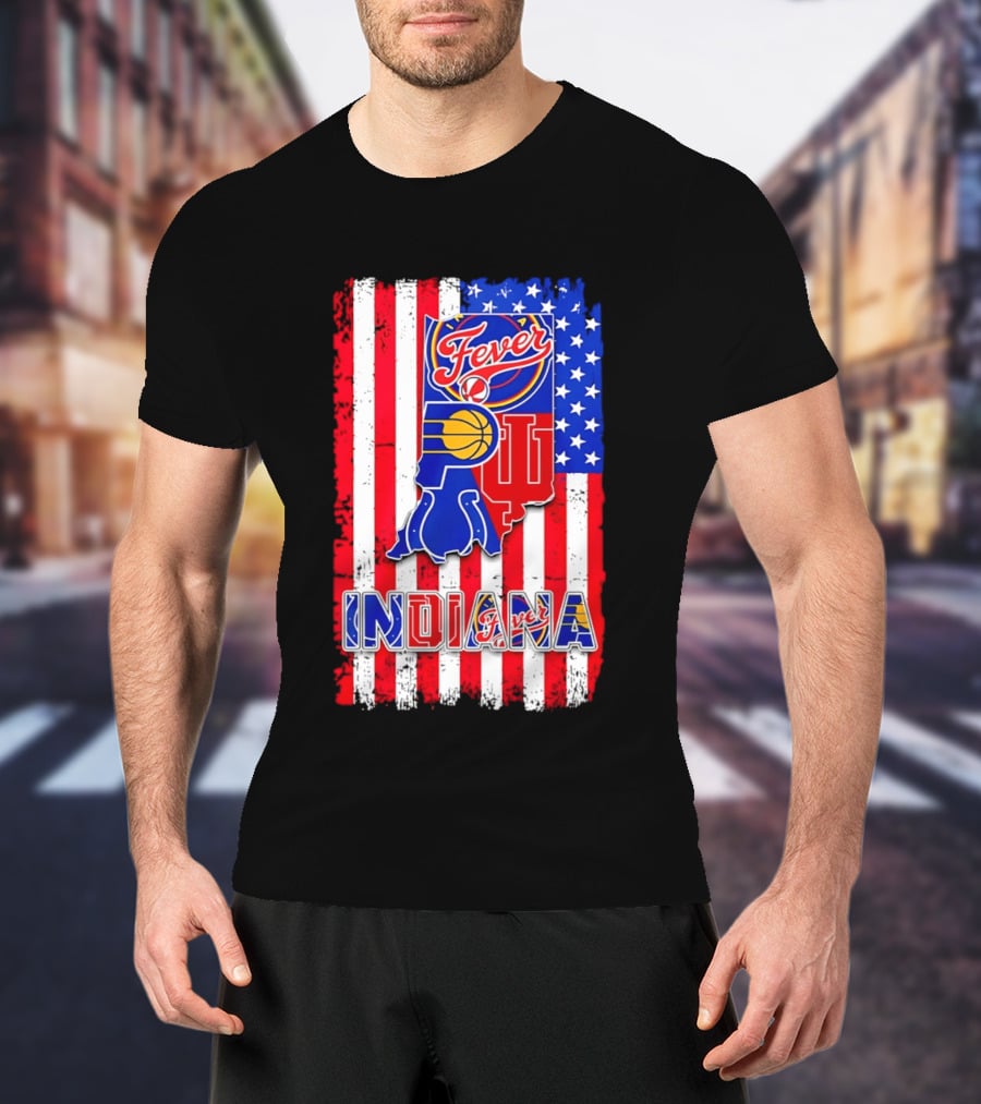 Indiana Fever Pacers Hoosiers American Flag T-Shirt