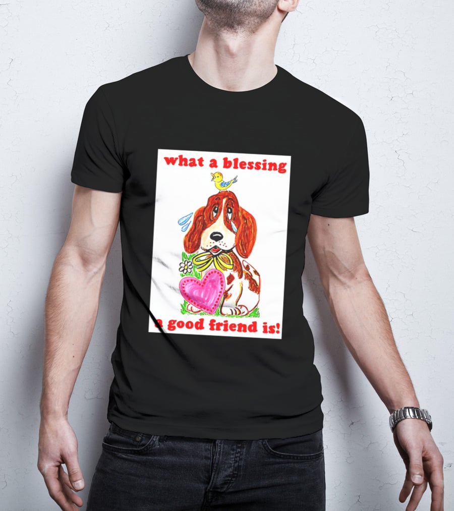 What A Blessing A Good Friend Is Dog And Bird Cartoon T-Shirt