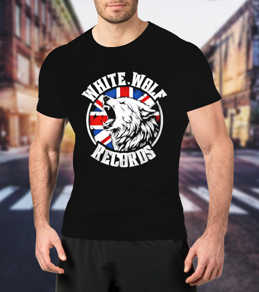 White Wolf Records British Flag Wolf T-Shirt