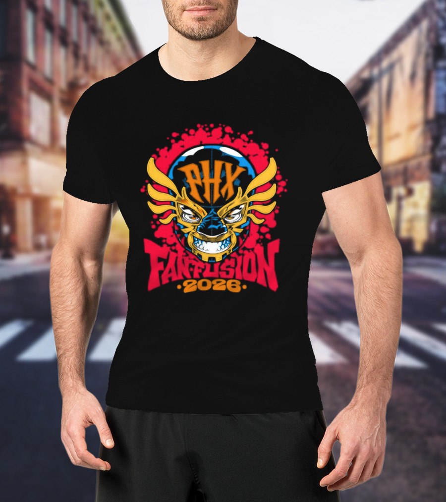 PHX Fusion 2026 Phoenix Wrestling Mask Flame Wings T-Shirt